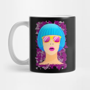 Girl with blue hair and pink sunglasses Mug